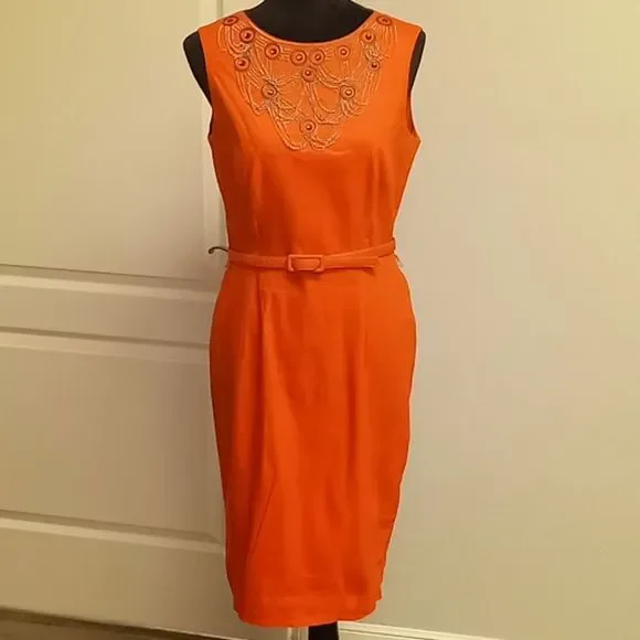 Adrianna papell bright orange  dress